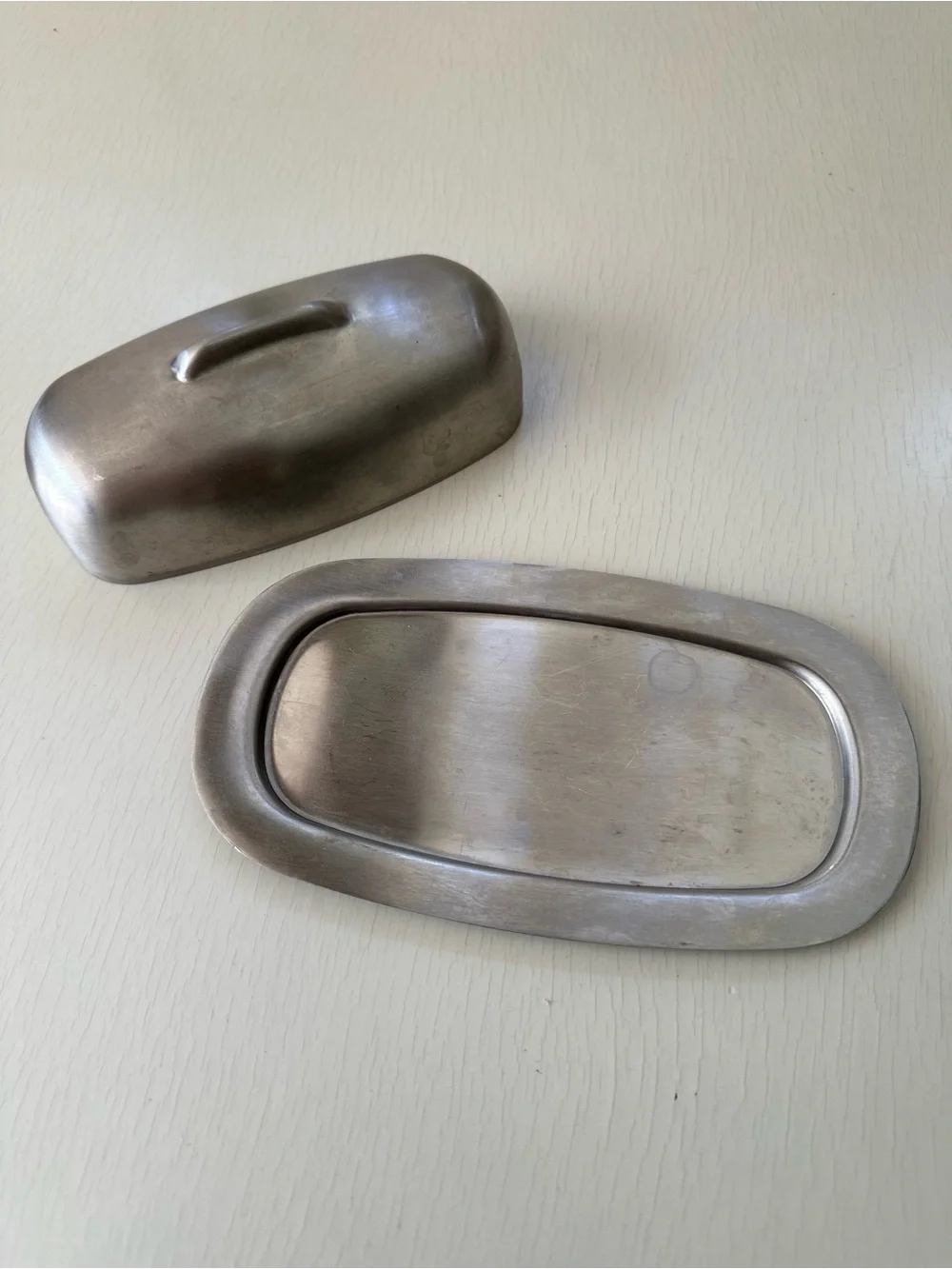 Crate&Barrel Stainless Steel Butter Dish